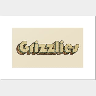 Grizzlies // Vintage Rainbow Typography Style // 70s Posters and Art